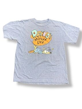 Rocko's Modern Life Kids Gray T-Shirt size L, light blue preowned